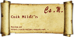 Csik Milán névjegykártya
