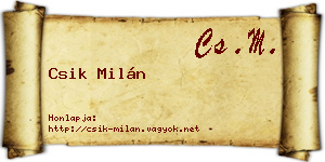 Csik Milán névjegykártya